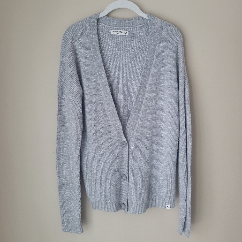 Abercrombie Kids Girls Gray V Neck Cardigan Sweater Size 15/16